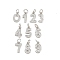 Brass Micro Pave Clear Cubic Zirconia Charms, Number, Long-Lasting Plated, Cadmium Free & Lead Free, Rack Plating, with Jump Ring, Platinum, 12~12.5x4.5~8x1.5~1.8mm, Hole: 3.4mm