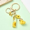 Resin & Alloy Enamel Keychain, with Alloy Clasp and Iron Rings, Letter I, 6cm, Pendant: 20~45mm