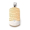 304 Stainless Steel Micro Pave Cubic Zirconia Pendants, Ion Plating(IP), Rectangle Charms, Golden, 40.5x19.5x3mm, Hole: 7x4mm