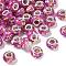 Transparent Resin Rondelle European Beads, with Heart Paillette & Platinum Tone Brass Cores, Large Hole Beads, Old Lace, 14x8.5mm, Hole: 5mm