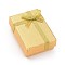 Cardboard Necklace Boxes, with Ribbon Bowknot and Sponge inside, Rectangle, Gold, 7x5x2.5cm
