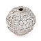 925 Sterling Silver Micro Pave Clear Cubic Zirconia Screw Clasps, Round, Real Platinum Plated, 7mm, Hole: 0.8mm