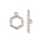 Alloy Toggle Clasps, Cadmium Free & Lead Free, Rack Plating, Hexagon, Platinum, Hexagon: 16x12x2mm, Hole: 1.6mm, Bar: 4.5x20.5x1.5mm, hole: 1.6mm