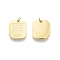 Ion Plating(IP) 304 Stainless Steel Charms, with Jump Ring, Rectangle with Phrase, Nickel Free, Real 14K Gold Plated, 14x12x1.5mm, Jump Ring: 4x0.5mm, Inner Diameter: 2.5mm