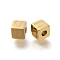 Ion Plating(IP) 304 Stainless Steel Beads, Cube with Letter, Real 14K Gold Plated, Letter U, 5x5x5mm, Hole: 2mm