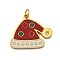 Christmas Theme Ion Plating(IP) 304 Stainless Steel Pendants, with Enamel and Jump Ring, Golden, Hat, 15x18x1.5mm, Hole: 2.5mm