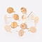 Iron Stud Earring Findings, with Loop, Flat Round, Golden, 15x12x0.2mm, Hole: 1mm, Pin: 0.6mm