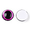 Glass Cabochons, Half Round with Eye, Magenta, 20x6.5mm