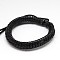 Trendy Unisex Casual Style Leather Wrapped PU Leather Bracelets, with Waxed Cord, Black, 54mm