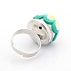 Mixed Styles Eco-Friendly Alloy with Random Pattern Polymer Clay Rhinestone Snap Buttons Adjustable Rings RJEW-O001-02-3