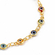 Brass Evil Eye Lampwork Link Chain Necklaces X-NJEW-JN02948-2