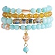 4 pièces 4 bracelets extensibles en jade de malaisie naturelle et citrine synthétique de style sertis de perles de verre BJEW-SW00105-04-1