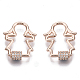 Brass Micro Pave Clear Cubic Zirconia Screw Carabiner Lock Charms ZIRC-T013-07RG-NF-1
