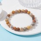 Bracelets extensibles en perles rondes en agate folle naturelle BJEW-TA00410-03-2