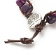 Bracelet de perles tressées en agate naturelle cube avec arbre de vie en alliage BJEW-JB08250-02-5