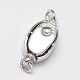 Oval with Coin Electroplated Sterling Silver Micro Pave Cubic Zirconia Box Clasps STER-N015-13-2