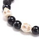 2Pcs 2 Style Natural Lava Rock & Mixed Gemstone Skull Braided Bead Bracelets Set BJEW-JB08381-8