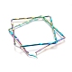 ステンレス鋼の幾何学的な角のあるフープピアス304個  低刺激性のイヤリング  菱形  虹色  75x73x2mm  ピン：1x0.6mm STAS-D171-10M-2
