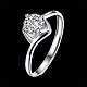 Adjustable 925 Sterling Silver Cubic Zirconia Finger Rings RJEW-BB20757-6-7