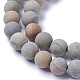 Chapelets de perles de feuille d'argent en jaspe naturel G-F627-06-C-3