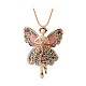 Fairy 18K Real Gold Plated Alloy Rhinestone Pendant Sweater Necklaces NJEW-DD0009-012B-1