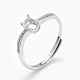 925 componentes de anillo de dedo de garra de diamante de imitación de plata esterlina STER-E061-49P-2
