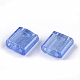 2ホールガラスシードビーズ  透明スプレー塗装  グリッターパウダー付き  長方形  ドジャーブルー  5x4.5~5.5x2~2.5mm  穴：0.5~0.8mm X-SEED-S023-39C-02-2