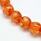 Buddhist Jewelry Beaded Findings Resin Imitation Amber Round Bead Strands RESI-L002-8mm-G014-2