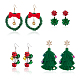 Anattasoul 4 Paar baumelnde Ohrringe im 4-Stil-Weihnachtsmotiv mit Glöckchen und Schleife aus Legierung EJEW-AN0001-98-1