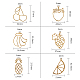Olycraft 30pcs tema de frutas encantos de bisel abierto 6 colgantes de marco de aleación de estilo marcos de resina huecos con lazo para hacer joyas de resina - oro PALLOY-OC00-44-2