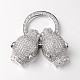 Brass Micro Pave Cubic Zirconia Fold Over Clasps ZIRC-M043-P-02-RS-2