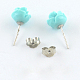 Synthetical Coral Flower Ear Studs EJEW-R102-03-2