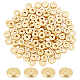 Benecreat 150 pièces 6mm perles rondes plates en laiton 18k plaqué or perles entretoises pour boucles d'oreilles bracelets fabrication de colliers KK-BC0002-78-1