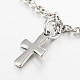 Cross Stainless Steel Anklets AJEW-AN00104-01-2