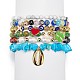 Ensemble de bracelets extensibles en perles de verre et pierres précieuses mélangées naturelles 6 pièces 6 styles BJEW-JB08876-1