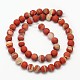 Mattiert runde natürlichen weißen Spitzen rotem Jaspis Perlen Stränge G-N0166-57-6mm-3