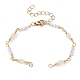 Realizzazione di braccialetti con imitazione di perle di perle e catena a maglie di vetro in ottone AJEW-JB01150-36-1