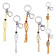 4 porte-clés tressé à franges en macramé 4 couleurs AJEW-SW00014-03-1