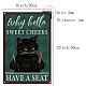 Creatcabin Cat Barber Metall-Blechschild „Sweet Cheeks Have A Seat“ AJEW-WH0157-554-2