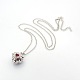 Trendy Women's Long Rolo Chain Brass Heart Cage Locket Pendant Necklaces NJEW-L067-05-1