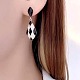 Boucles d'oreilles pendantes en forme de larme avec motif tartan en émail EJEW-C006-04-3