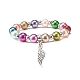 Bracciale elasticizzato con perline imitazione perla con ciondolo a goccia per bambini BJEW-JB07638-4