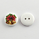 2-Hole Bell Printed Wooden Buttons X-BUTT-R032-053-2