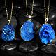 Natural Druzy Crystal Oval Pendant Necklaces NJEW-BB00109-04-4