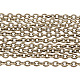 Pandahall 16 piedi catena portacavi in ottone collane incrociate incrociate larghezza 2mm per catena per gioielli bronzo antico CHC-PH0001-05AB-FF-1