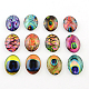 Peacock Feathers Pattern Glass Oval Flatback Cabochons for DIY Projects X-GGLA-R022-25x18-60-1