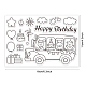 GLOBLELAND Happy Birthday Clear Stamps Animal Hiking Bus Silicone Clear Stamp Seals for Cards Making DIY Scrapbooking Photo Journal Album Decoration DIY-WH0167-56-672-4