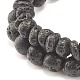 2 Uds. Juego de pulseras elásticas de hematita sintética y roca de lava natural de 2 estilos con 304 cabezas y cruces budistas de acero inoxidable BJEW-JB08289-6