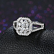 Moda rectángulo 925 collar de plata anillos de dedo de circonio cúbico RJEW-BB16653-6-6