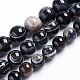 Chapelets de perles en agate à rayures noires naturelles/perles d'agate à bandes G-J359-01-8mm-1